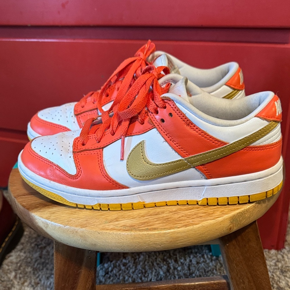 Nike Women's Sneakers in Vibrant Orange and Gold